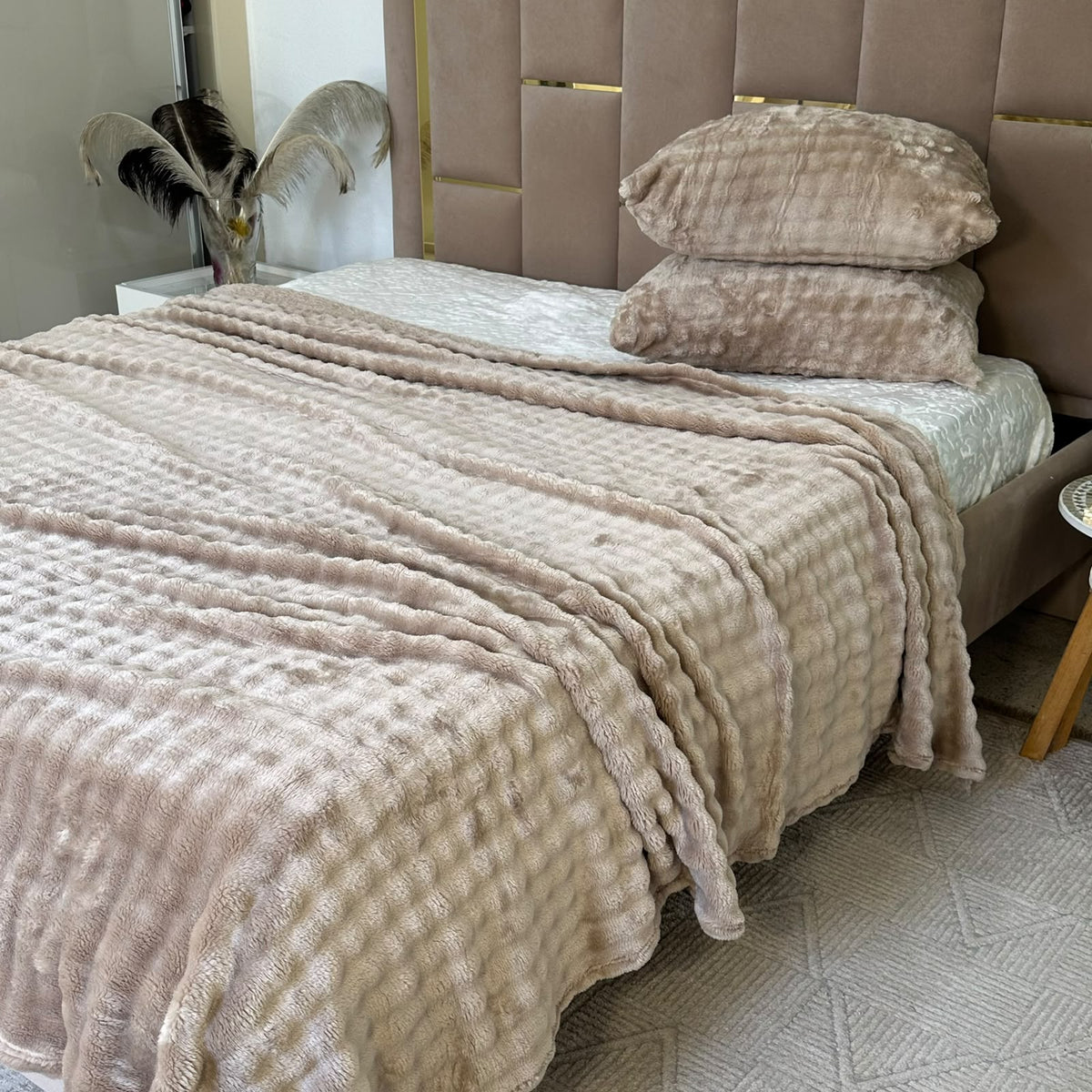 Plaid 2 places 230*250 cm En Polaire Douce Avec 2 taies d'oreillers