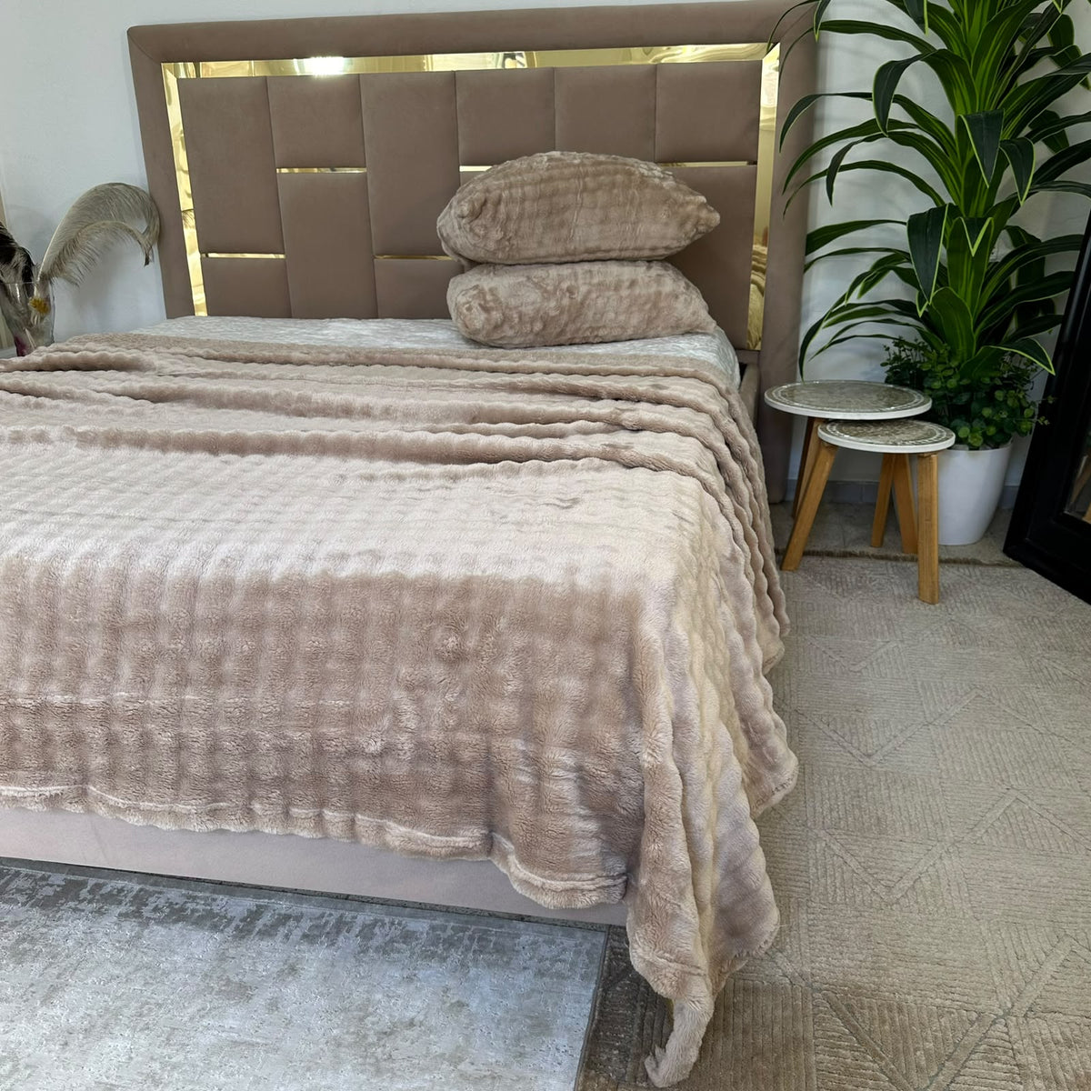 Plaid 2 places 230*250 cm En Polaire Douce Avec 2 taies d'oreillers