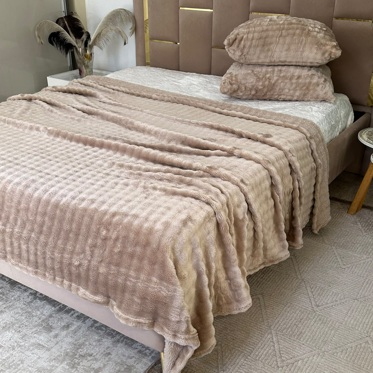 Plaid 2 places 230*250 cm En Polaire Douce Avec 2 taies d'oreillers