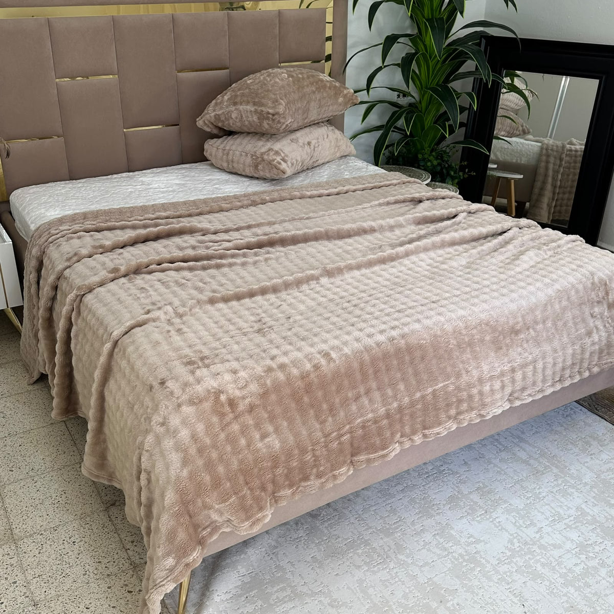 Plaid 2 places 230*250 cm En Polaire Douce Avec 2 taies d'oreillers