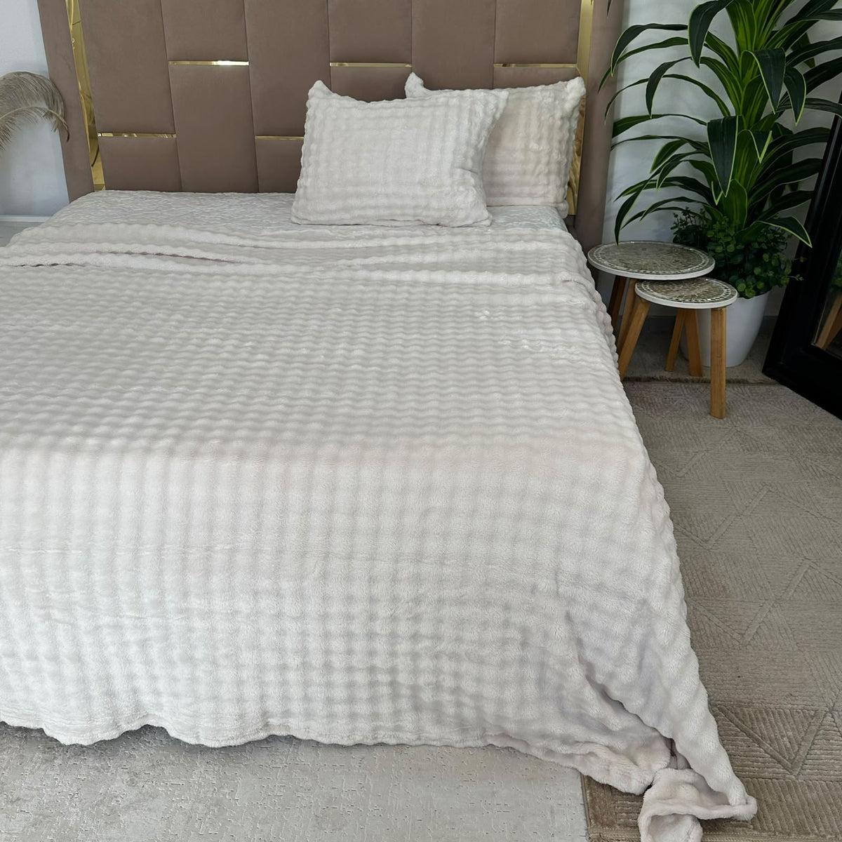 Plaid 2 places 230*250 cm En Polaire Douce Avec 2 taies d'oreillers