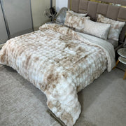 LUX -Ensemble Couette Double face en Fourrure Lapin - tigré beige