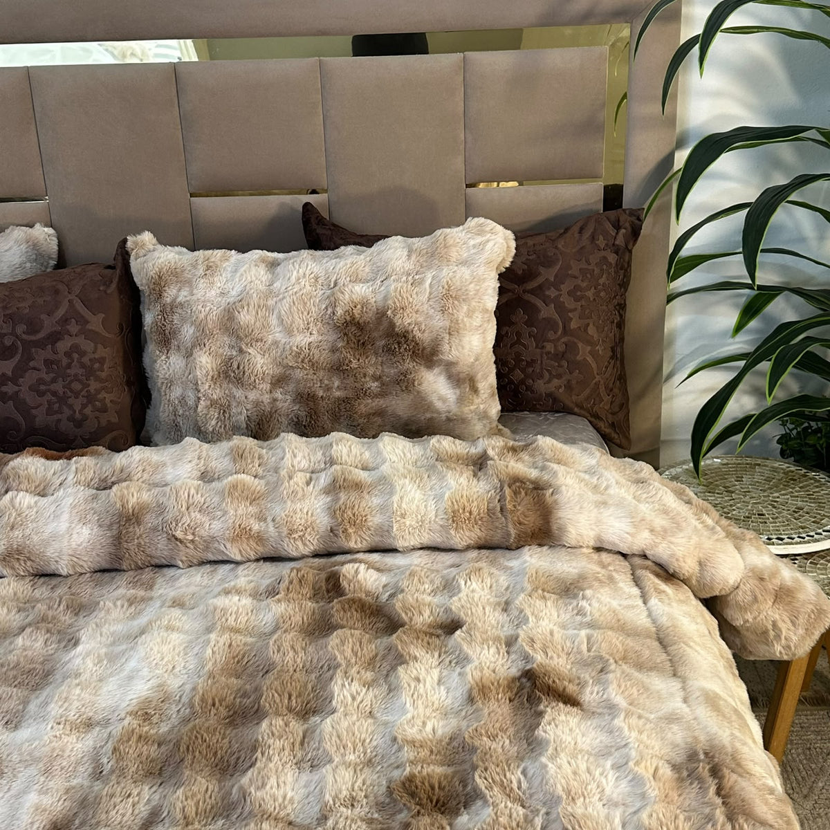 Ensemble Couette Double face en Fourrure Lapin  King Size