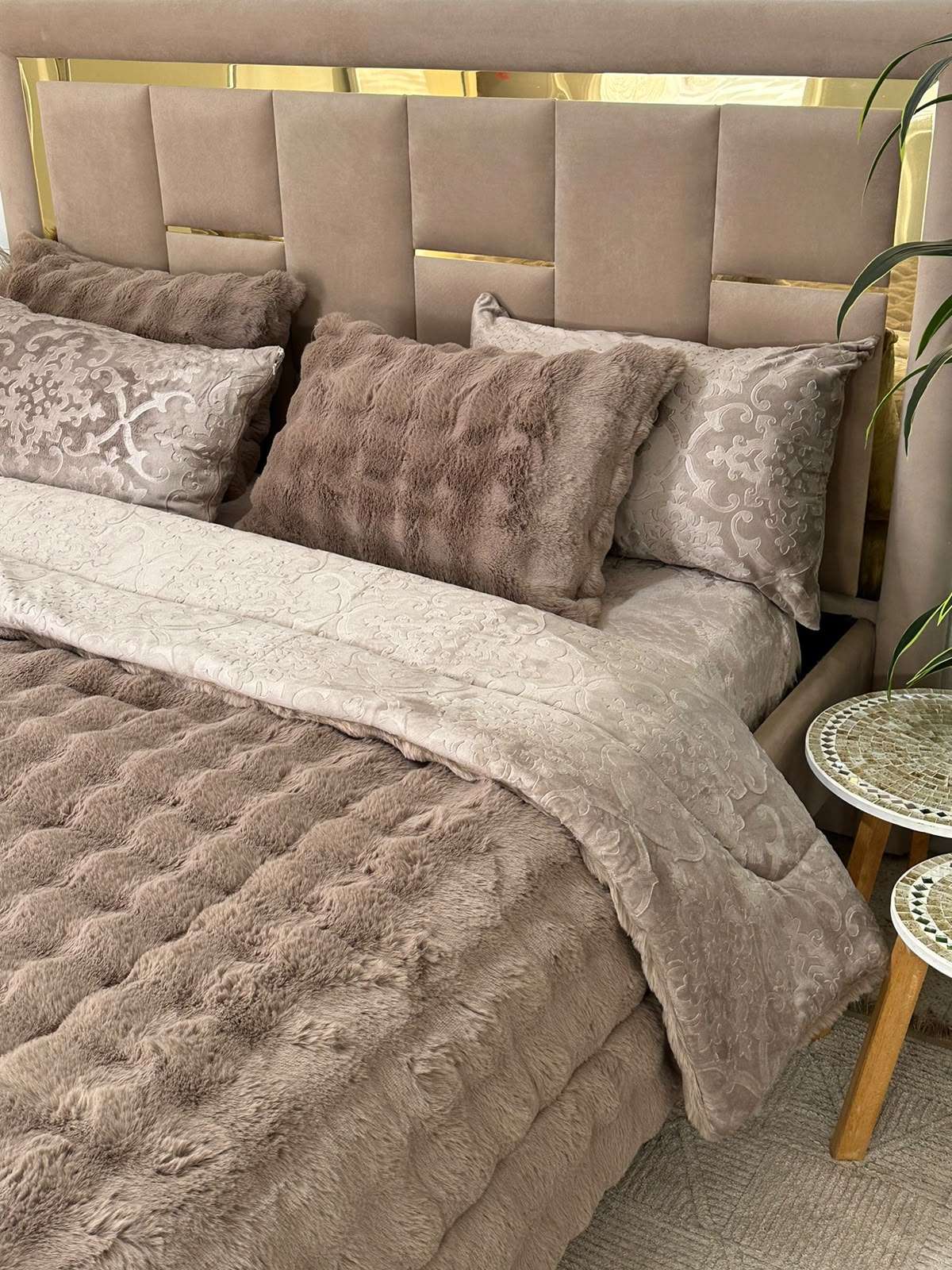 LUX -Ensemble Couette Double face en Fourrure Lapin   MOCA