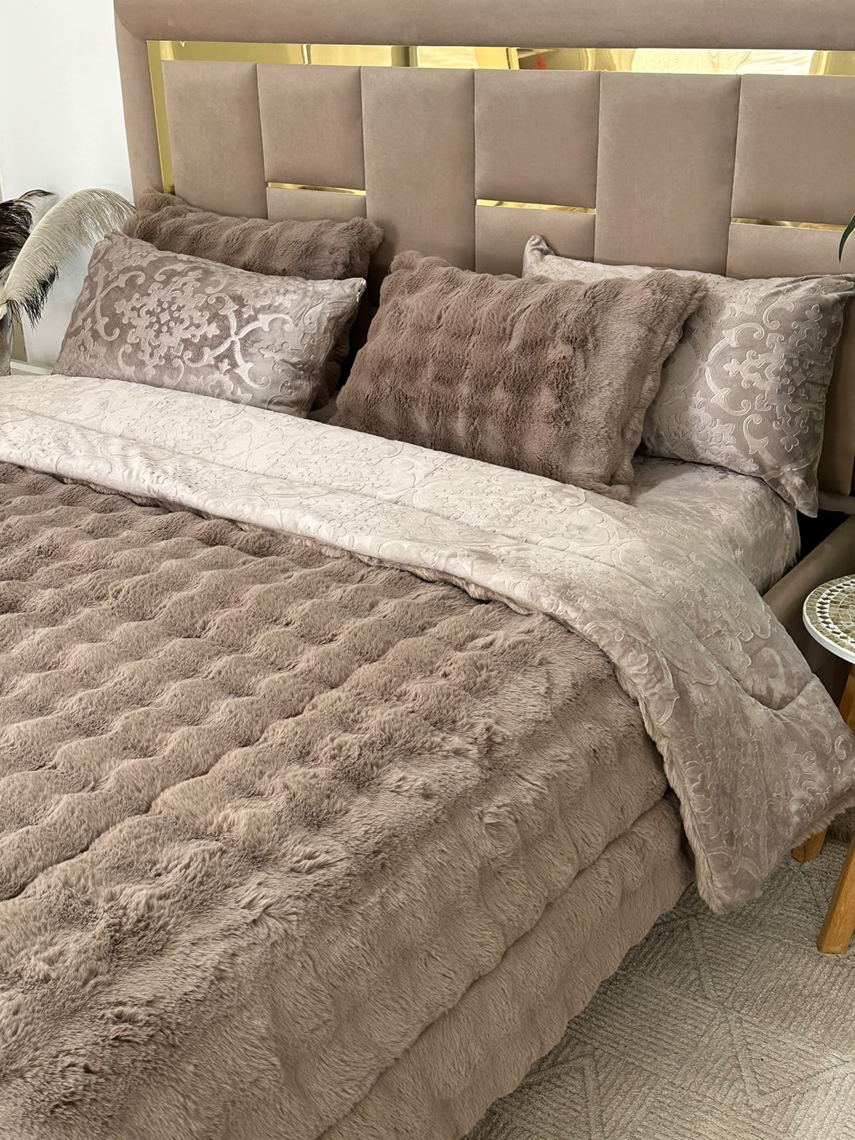 LUX -Ensemble Couette Double face en Fourrure Lapin   MOCA