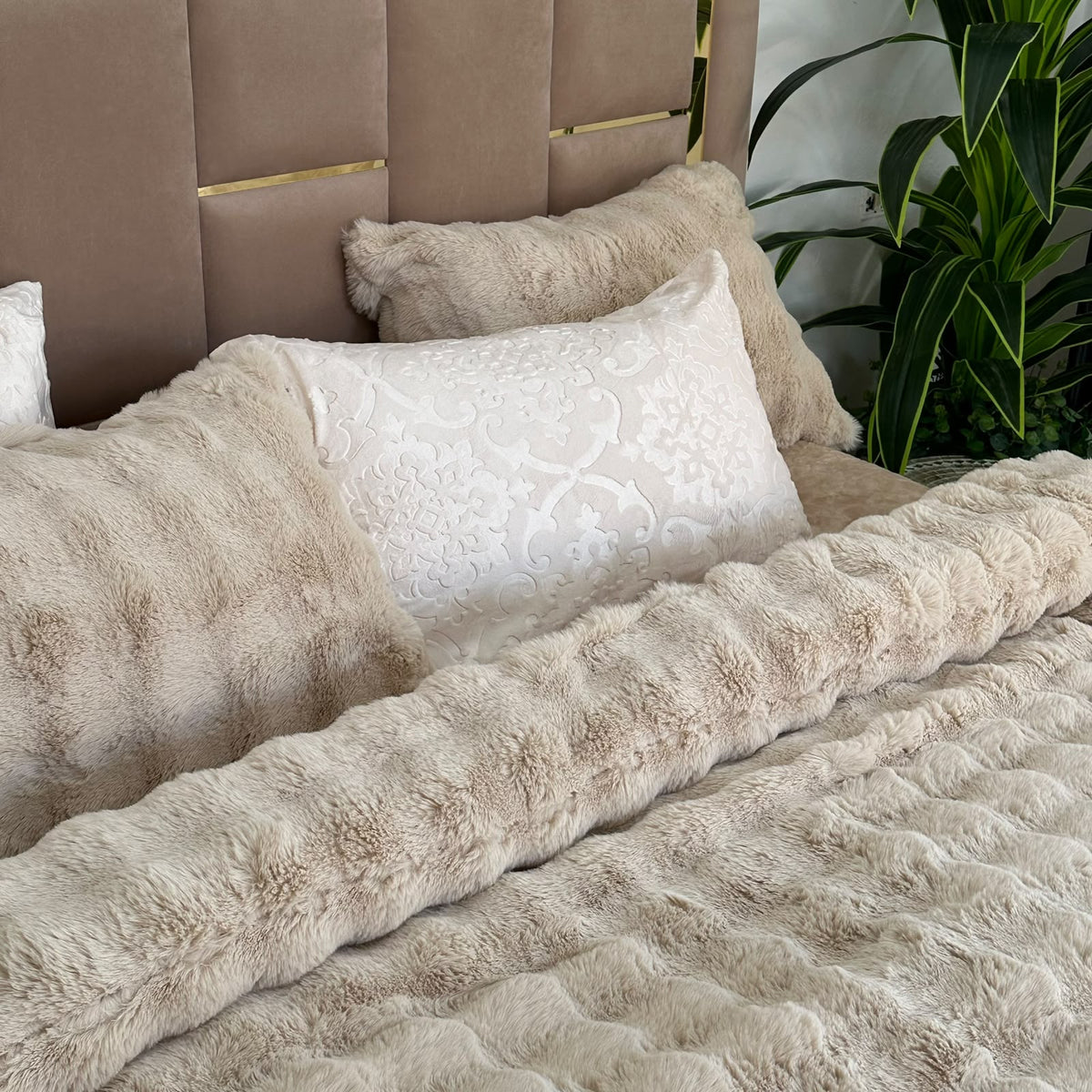 LUX -Ensemble Couette Double face en Fourrure Lapin