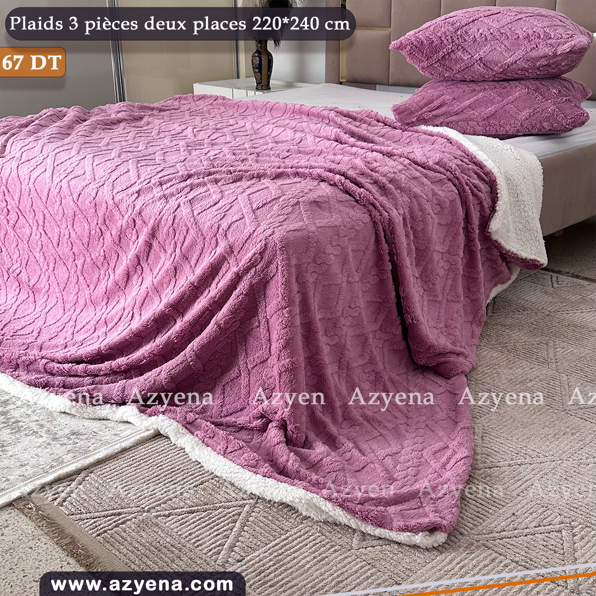 Plaid 3 pcs Sherpa Luxe 220x240 cm – Douceur & Chaleur Incomparable