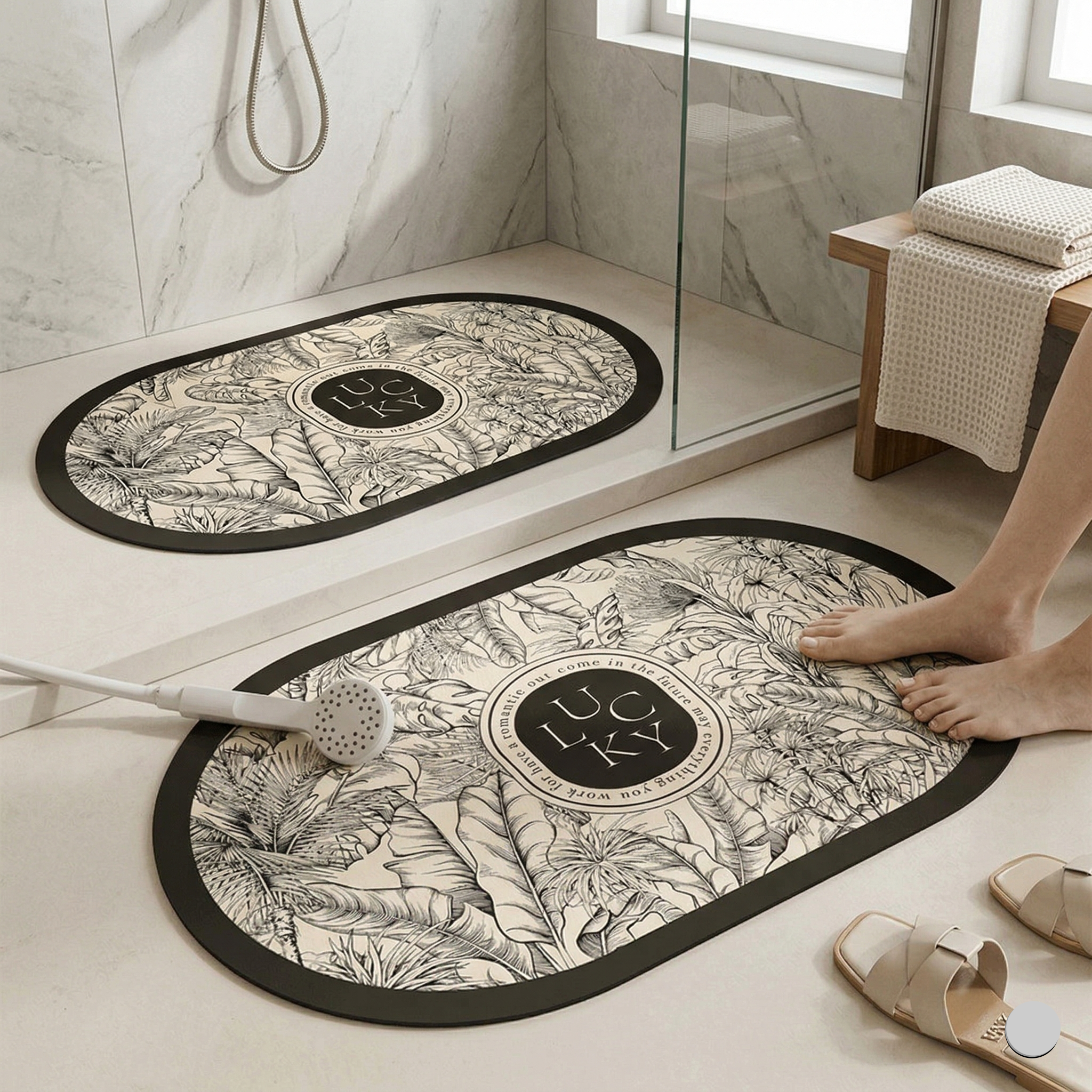 Ensemble 2 Tapis Salle Design Moderne Antidérapante , Absorbante