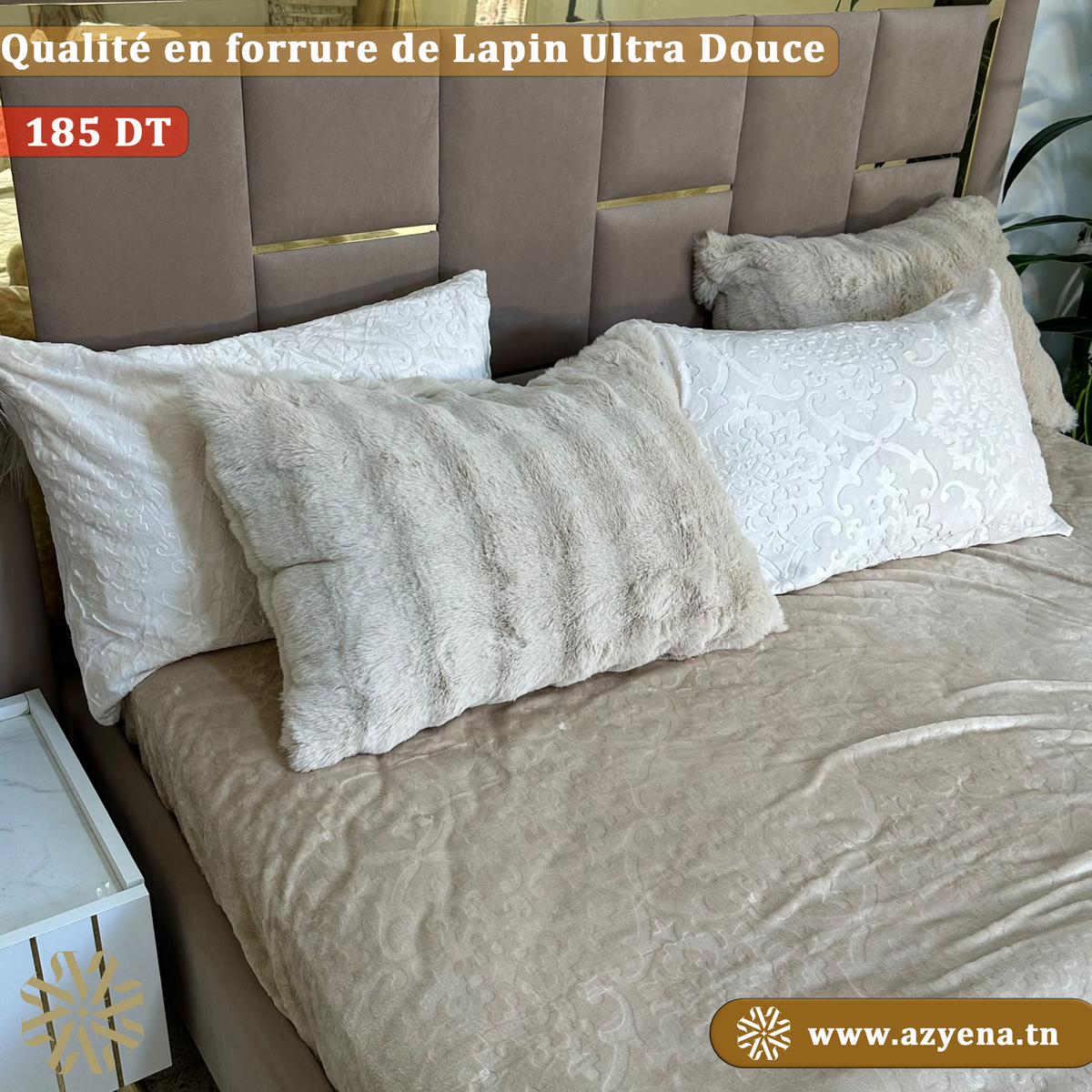 Ensemble Couette Double face en Fourrure Lapin  King Size