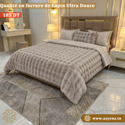 Ensemble Couette Double face en Fourrure Lapin  King Size