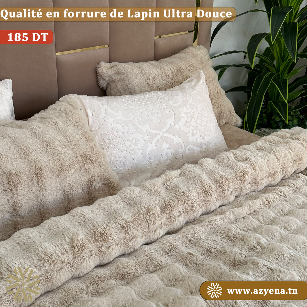 Ensemble Couette Double face en Fourrure Lapin  King Size