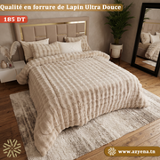 Ensemble Couette Double face en Fourrure Lapin  King Size