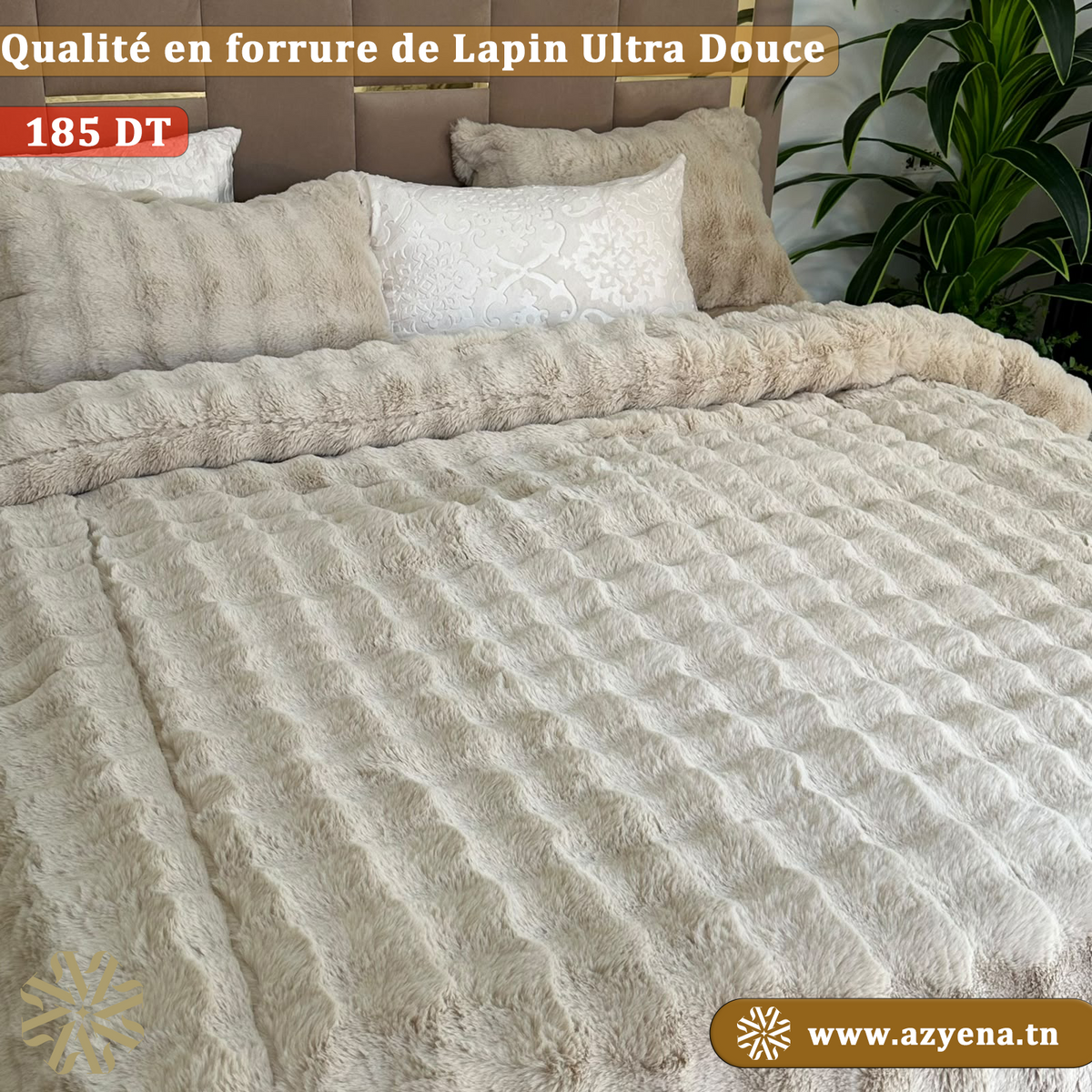 Ensemble Couette Double face en Fourrure Lapin  King Size
