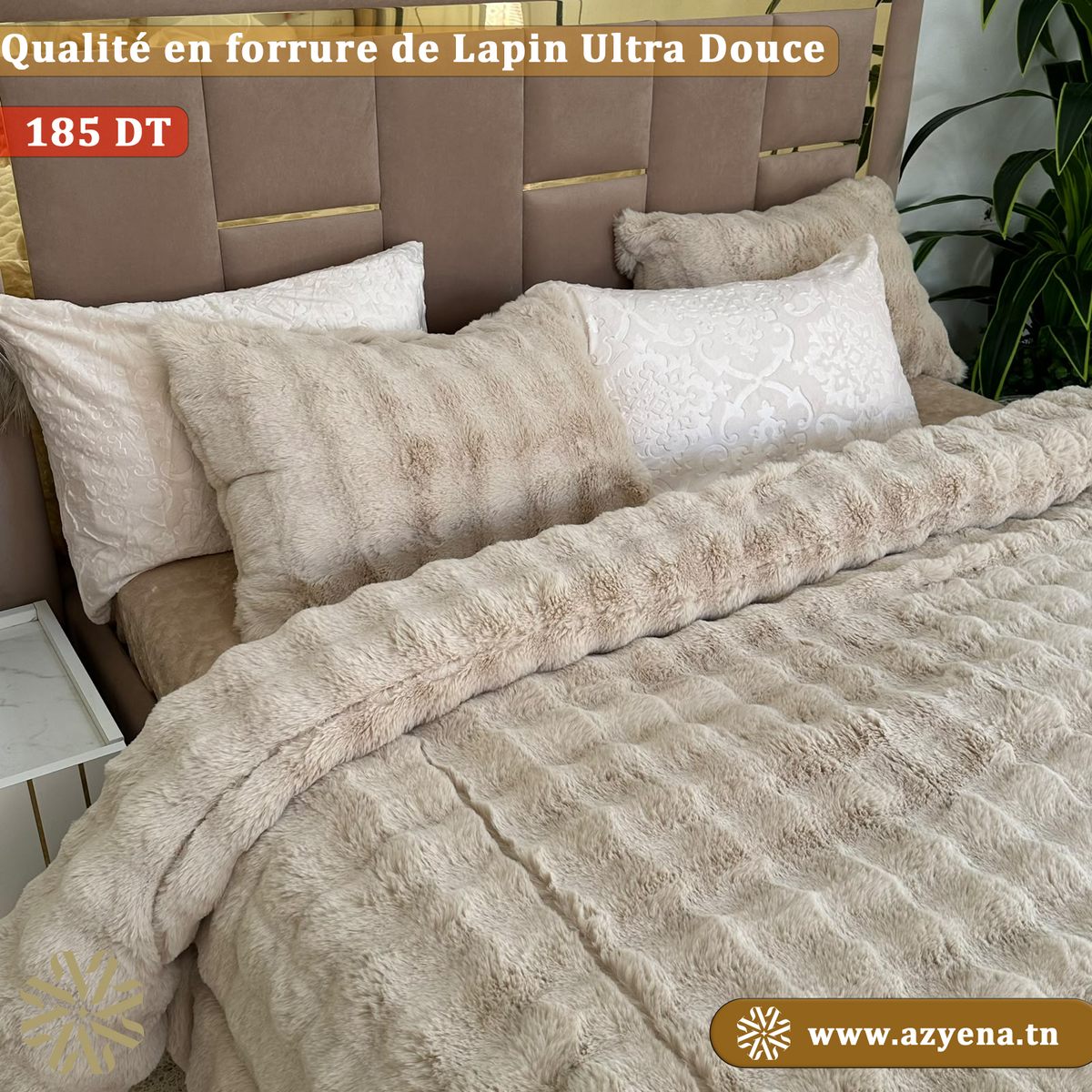 Ensemble Couette Double face en Fourrure Lapin  King Size
