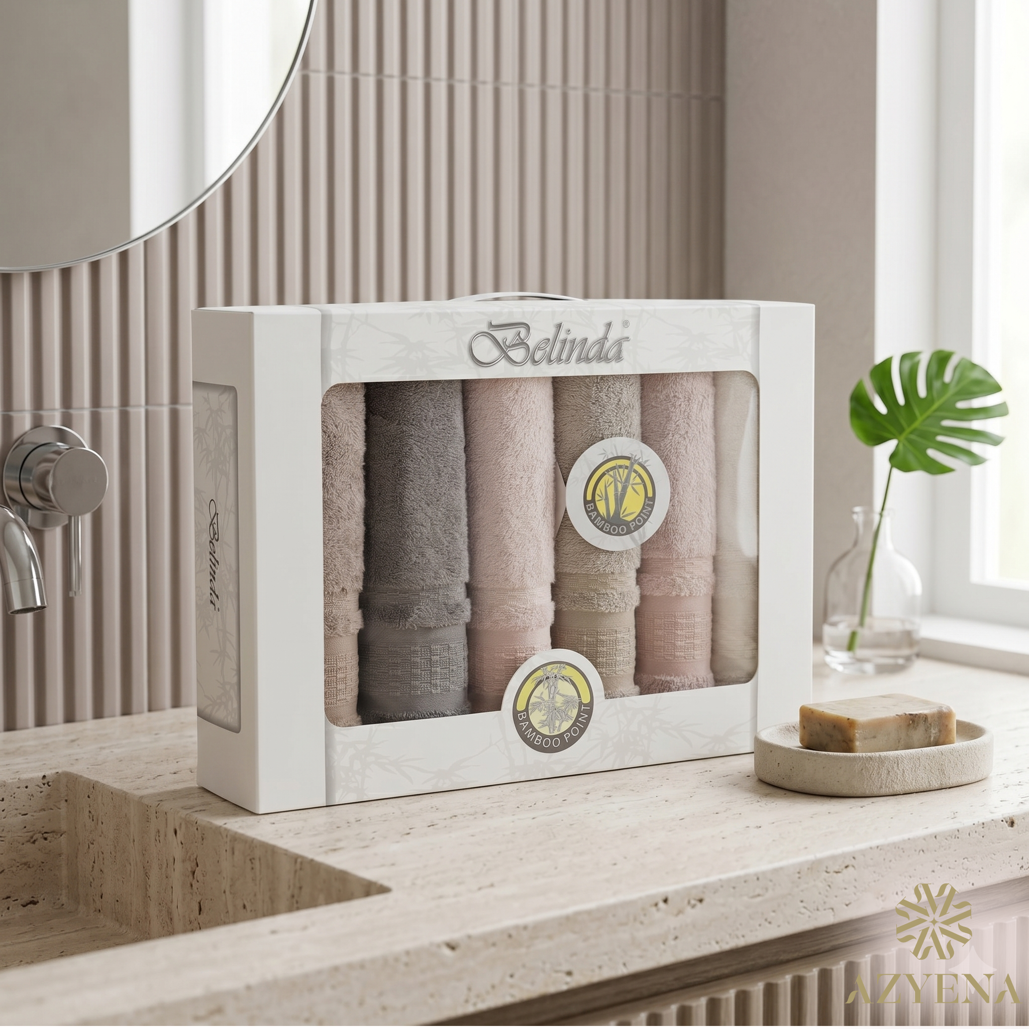 Pack de 6 serviettes de Visage en Bambou Lux 90*50 cm