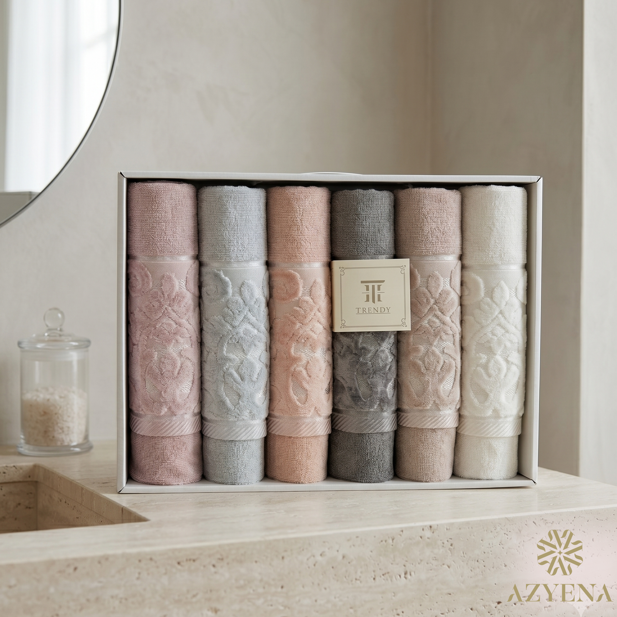 Pack de 6 serviettes de Visage en Bambou Lux 90*50 cm