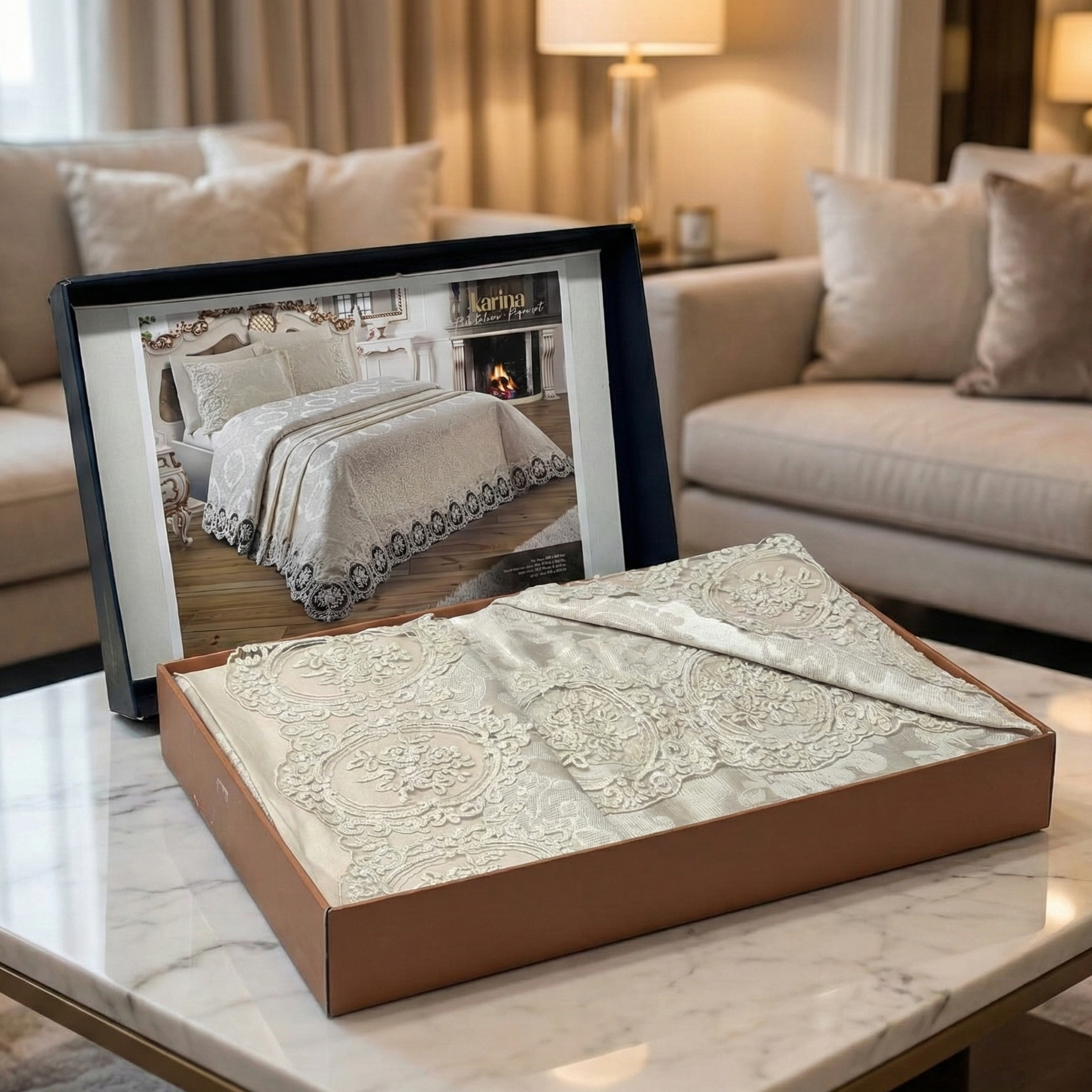 Parure de lit – Coton Satiné brodé, 6 pièces