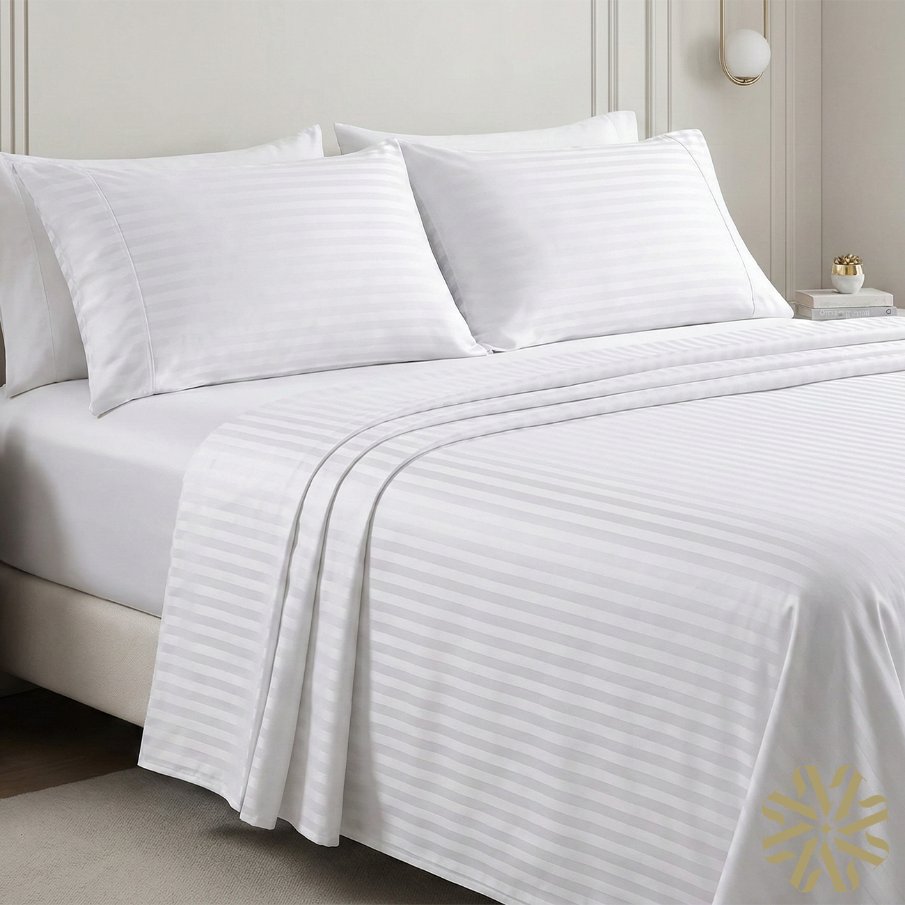 Parure de Lit 4 Pièces Coton 2 Places – Blanc