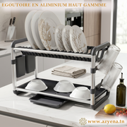 Égouttoir à Vaisselle Design 2 Niveaux – Aluminium Inoxydable & Finition Gris Anthracite