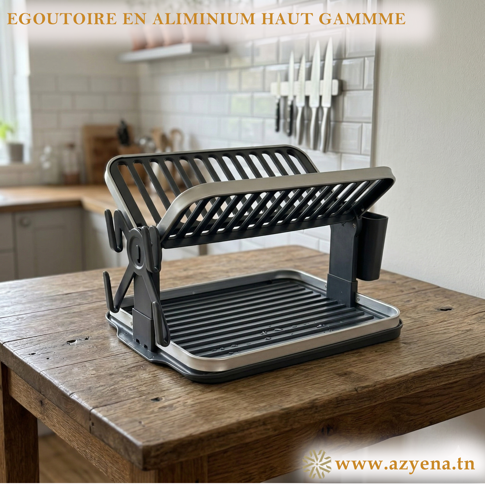 Égouttoir à Vaisselle 2 Niveaux avec Bac Égouttage