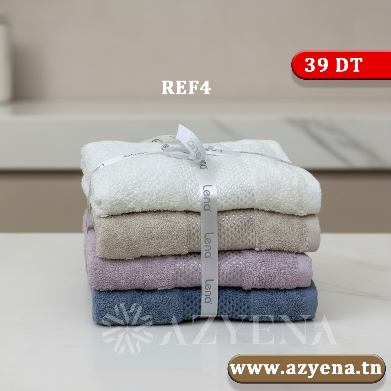 Remise 10% - Pack de 4 serviettes de Visage Coton 90*50 cm