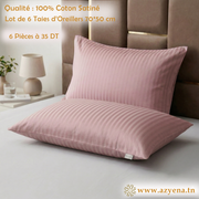 Lot de 6 Taies d'Oreiller en Satin de Coton 50*70 cm - Rose Gold