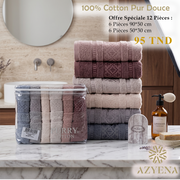 Offre Spéciale 12 Serviettes de Bain Coton 90*50 cm / 50*30 cm