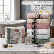 Offre Spéciale 12 Serviettes de Bain Coton 90*50 cm / 50*30 cm