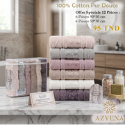 Offre Spéciale 12 Serviettes de Bain Coton 90*50 cm / 50*30 cm