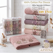 Offre Spéciale 12 Serviettes de Bain Coton 90*50 cm / 50*30 cm