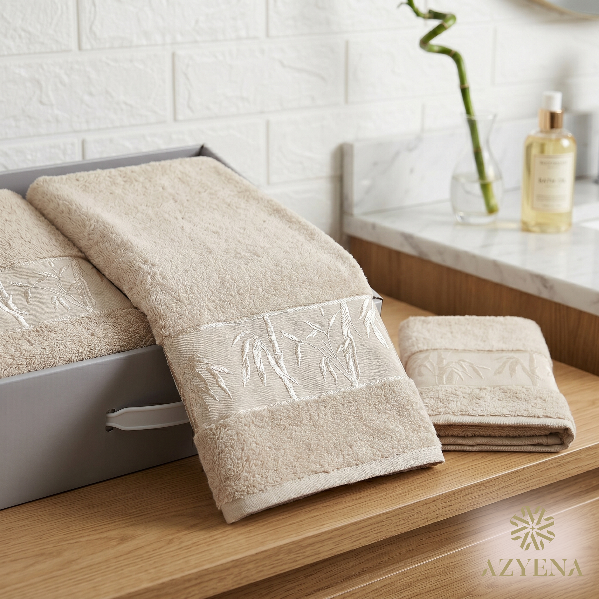 Ensemble Draps de Bain 3 Pièces Coton Premium Nurpak Coffret Luxe