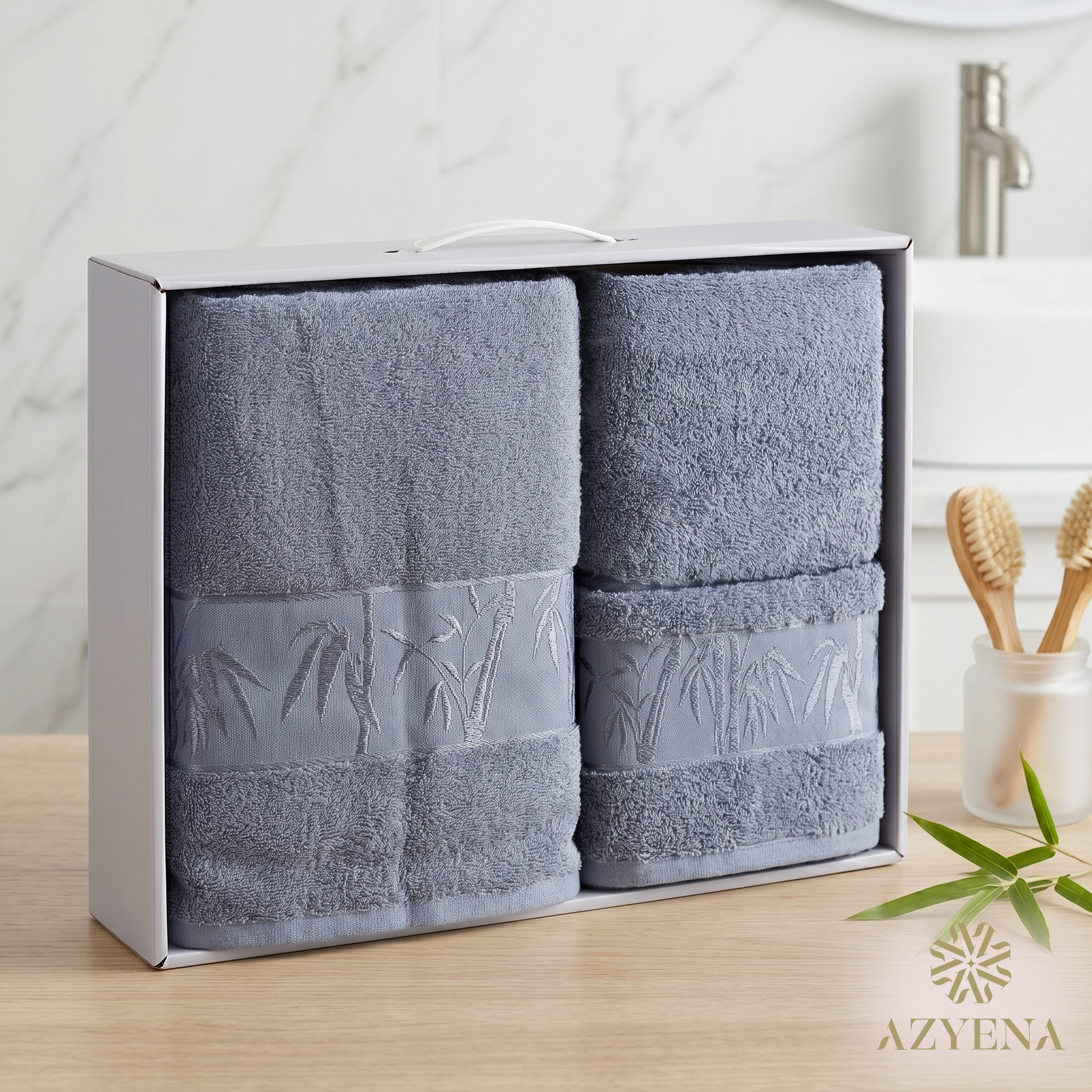 Ensemble Draps de Bain 3 Pièces Coton Premium Nurpak Coffret Luxe