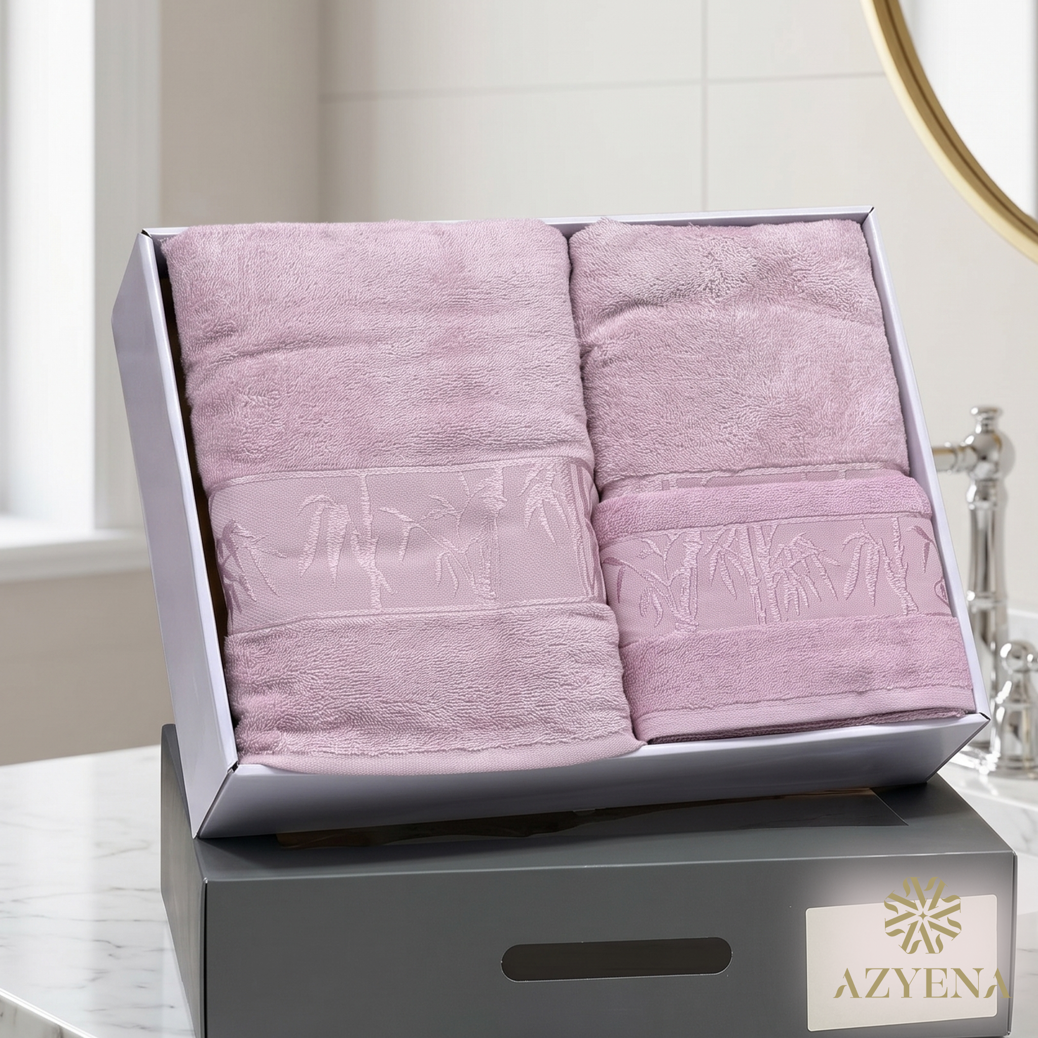 Ensemble Draps de Bain 3 Pièces Coton Premium Nurpak Coffret Luxe