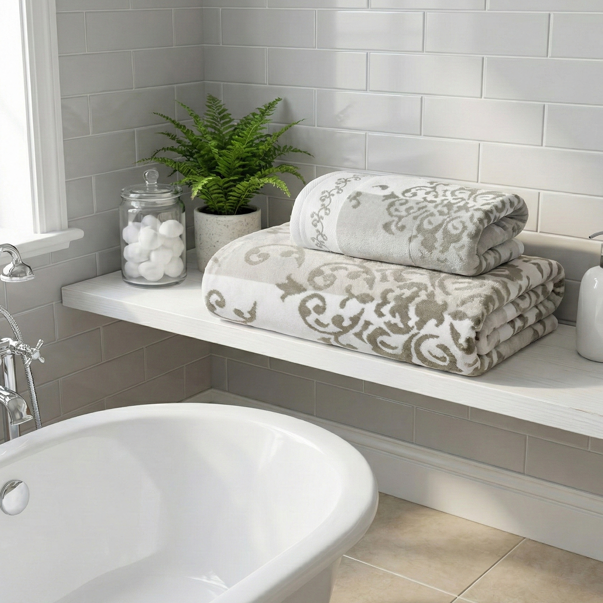 Lot de Deux Draps de Bain en 100% Coton Doux