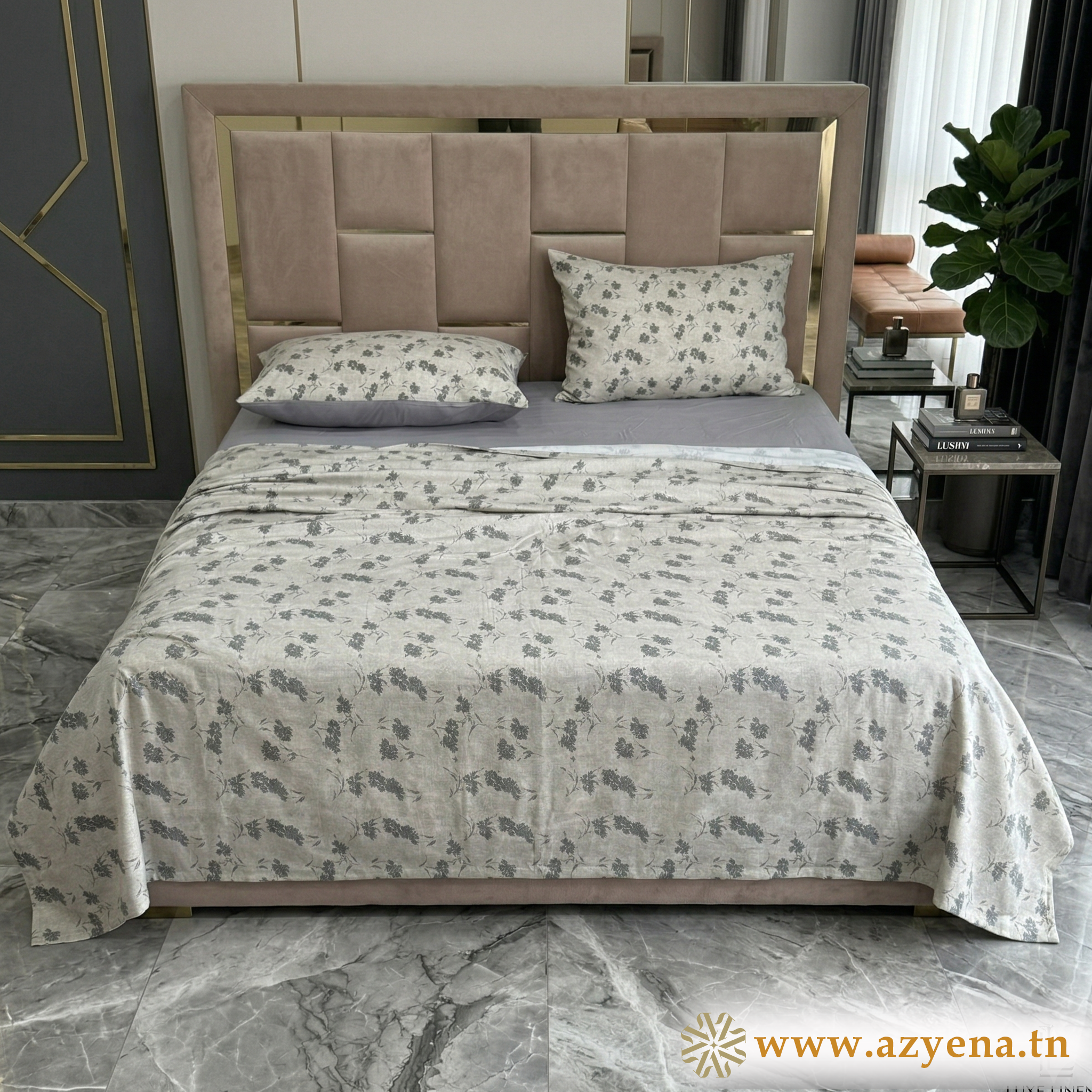 Parure de Lit 4 pièces  100% Coton Satiné Qualité Supérieure
