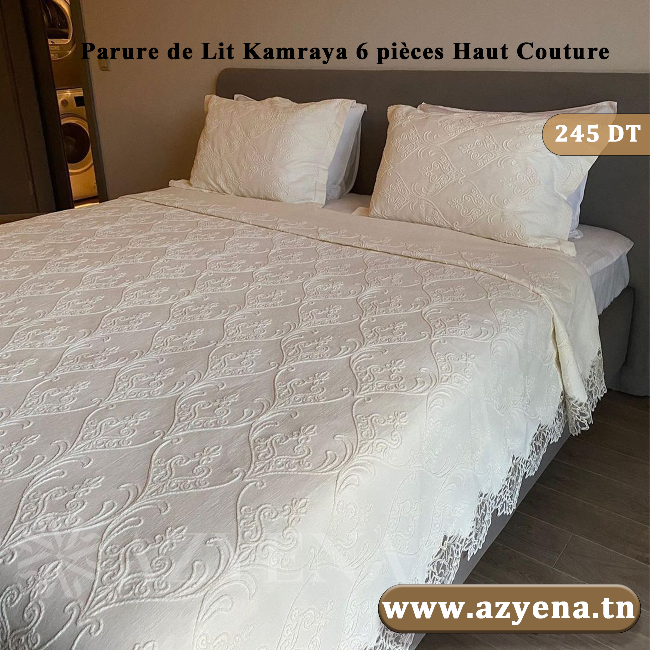 Parure de Lit Kamraya Haut Couture 100% Coton 6 pièces