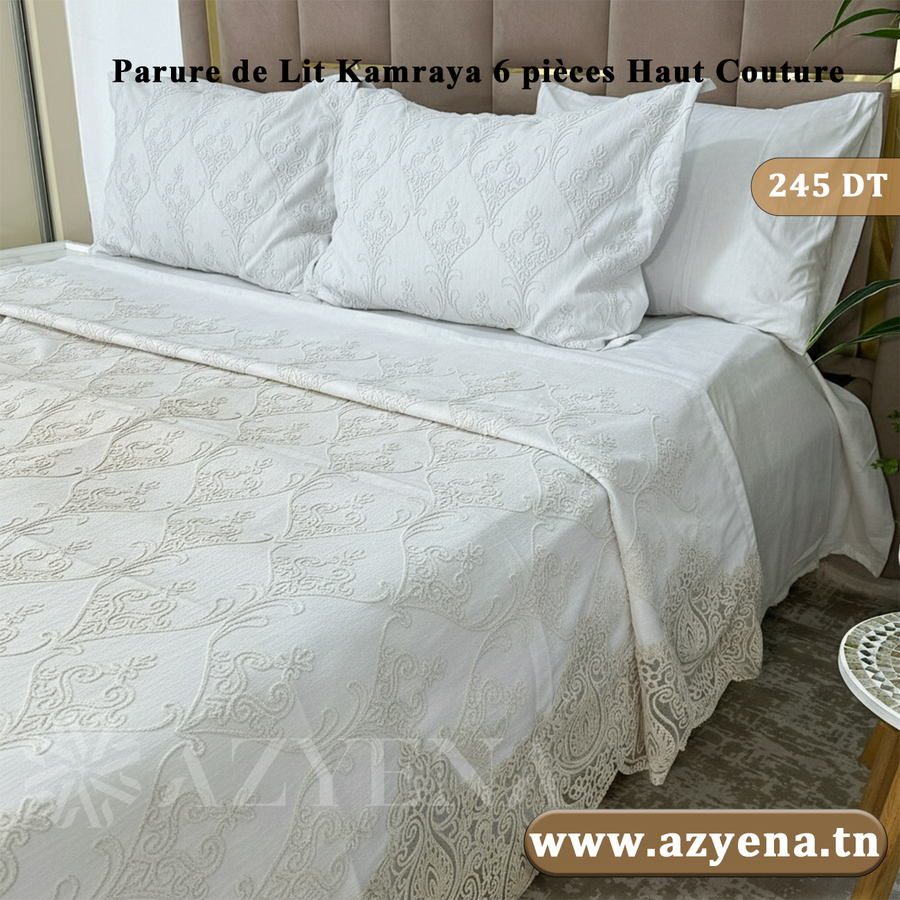 Parure de Lit Kamraya Haut Couture 100% Coton 6 pièces