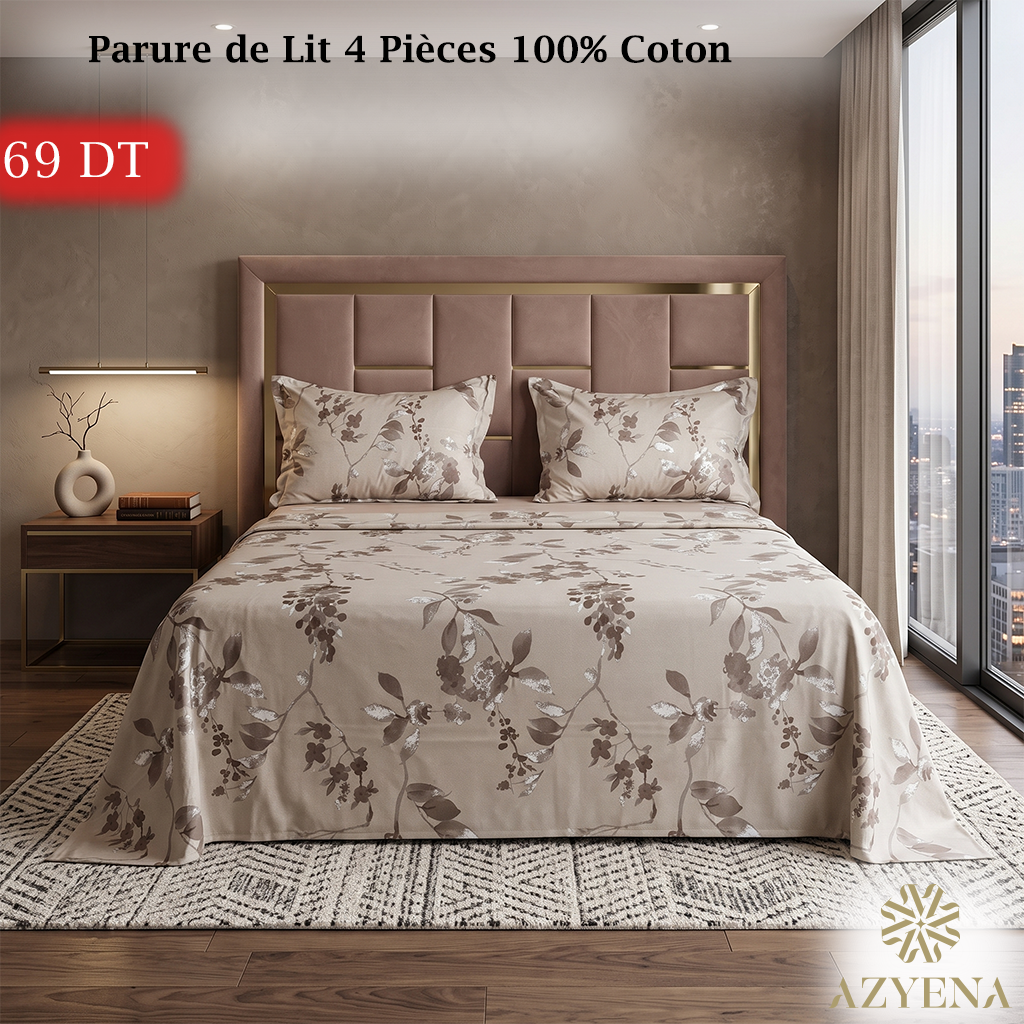 Parure de Lit 4 pièces en coton de qualité supérieure