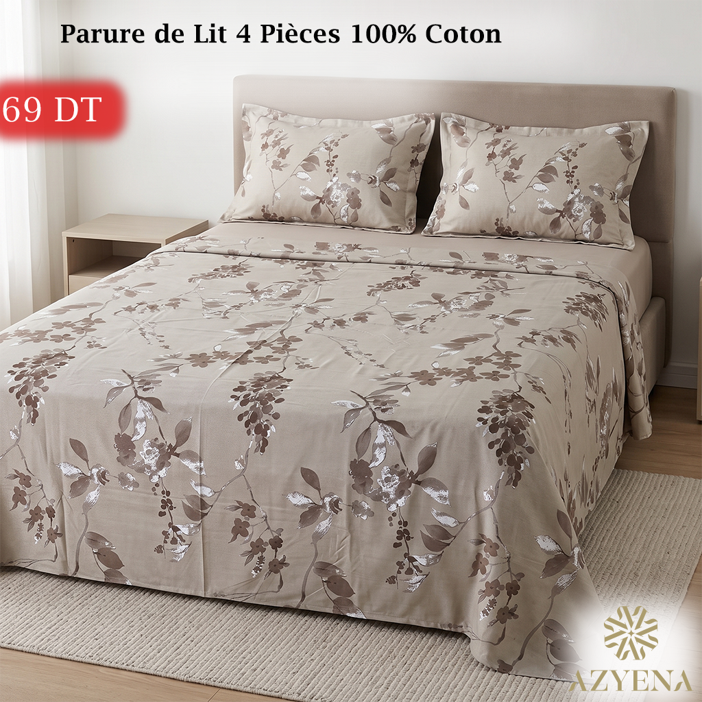 Parure de Lit 4 pièces en coton de qualité supérieure