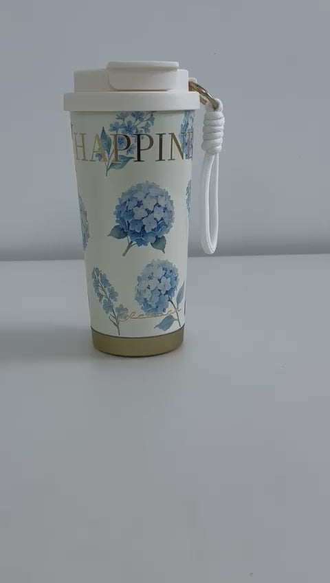 Charger la vidéo : Mug Thermos Café Promenade Jardin Double Isolation - 528 ML