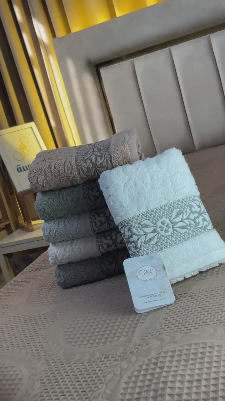 Charger la vidéo : Lot de 6 serviettes de Bain en Coton Ultra Lux - Haut Qualité
