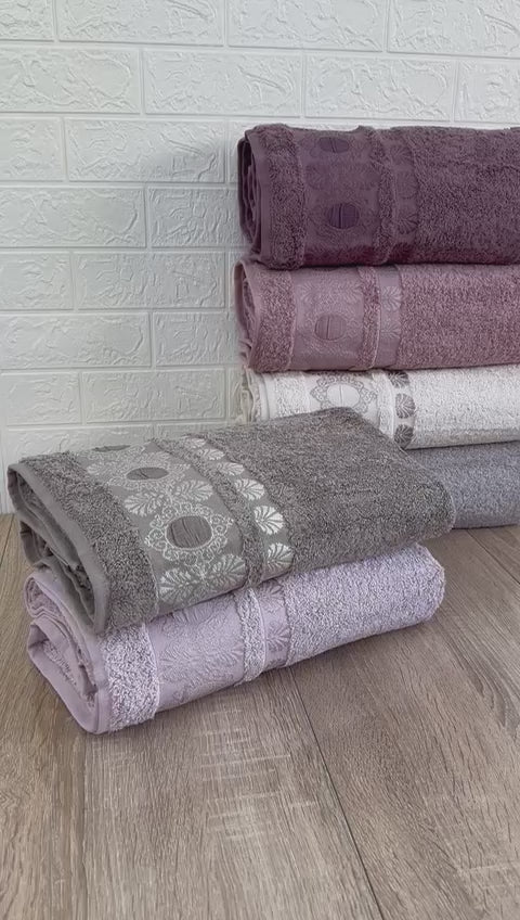 Charger la vidéo : Pack De 6 Draps De Bain 150*90 cm 100% Coton Epais Ultra Douce - Pupilla Collection