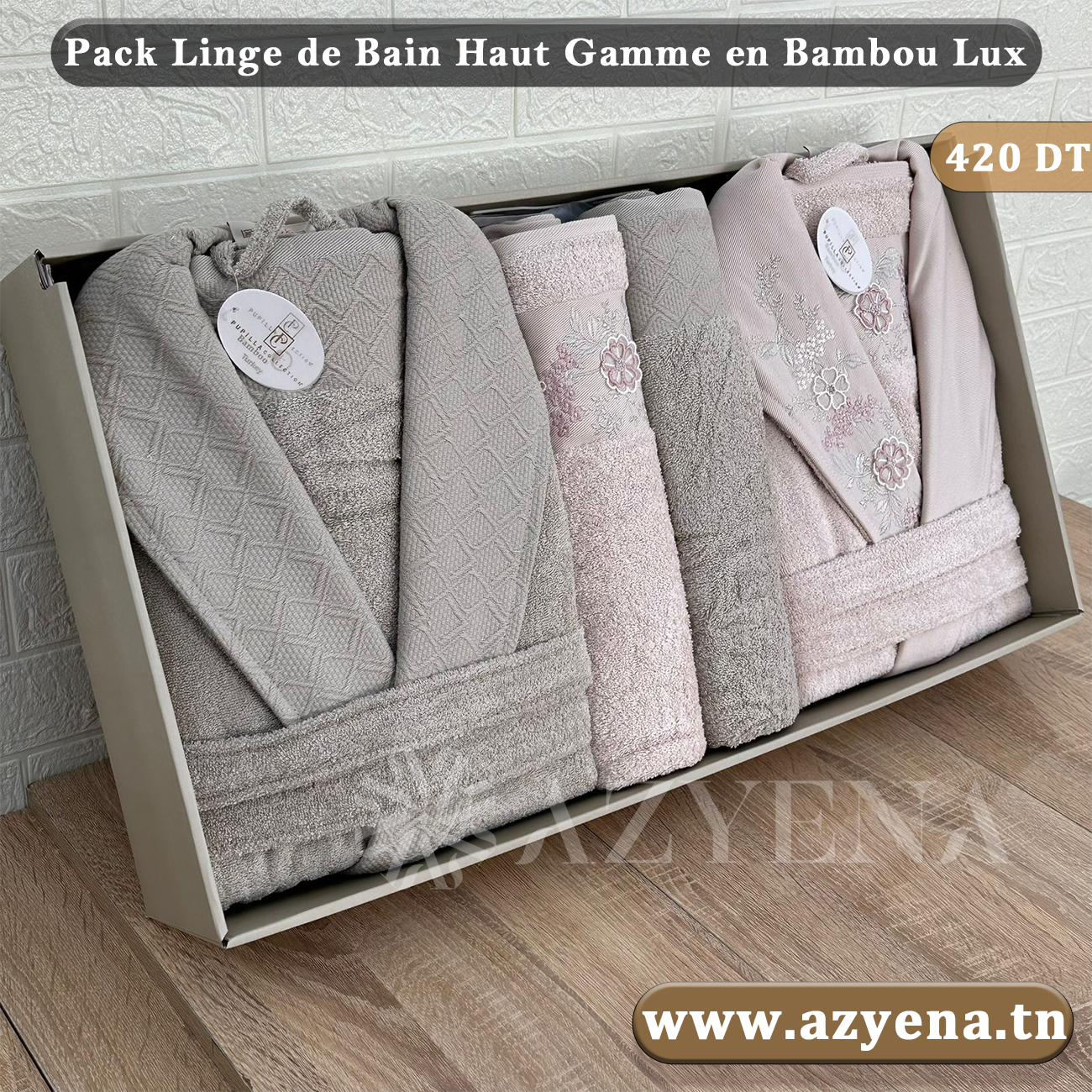 Cofret Sortie de Bain 6 pièces de tres Haut qualité de la marque Pupilla Collection