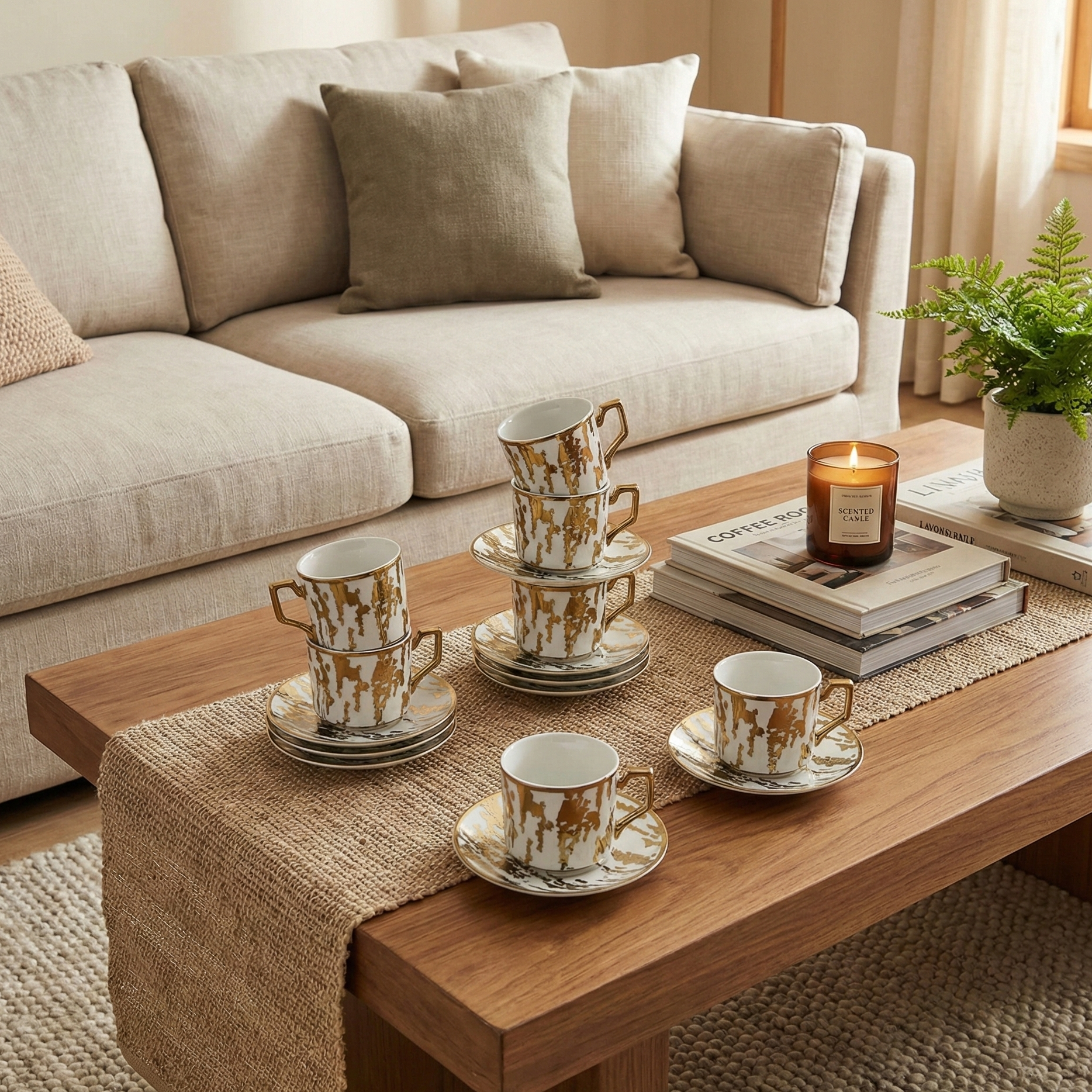 Service à Café en Porcelaine 12 Pièces