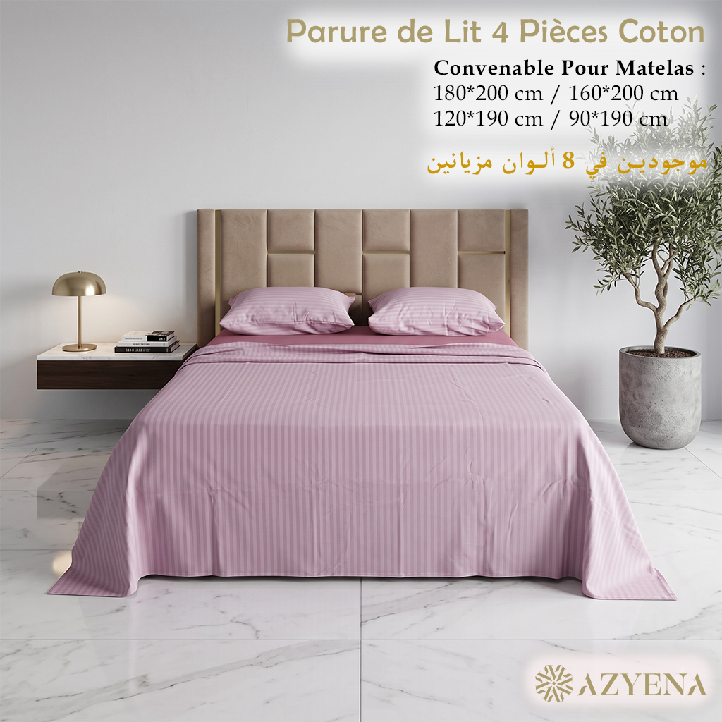 Parure de Lit 4 pièces en coton microfibre de qualité supérieure
