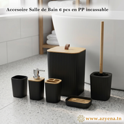 Set d'Accessoires de Salle de Bain 6 en 1 incassable - Noir