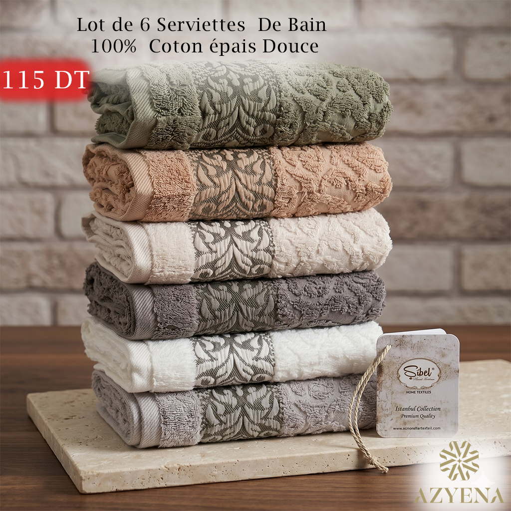 Lot de 6 serviettes de Bain en Coton Ultra Lux - Haut Qualité