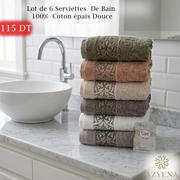 Lot de 6 serviettes de Bain en Coton Ultra Lux - Haut Qualité