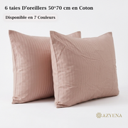 Lot de 6 Taies d'Oreiller en Satin de Coton 50*70 cm - beige caramel