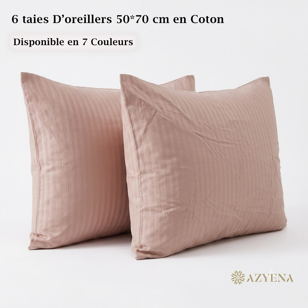 Lot de 6 Taies d'Oreiller en Satin de Coton 50*70 cm - beige caramel